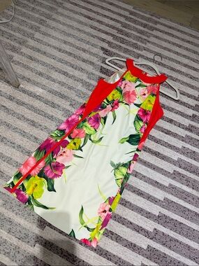 Ted Baker Red and White Floral Halter Dress